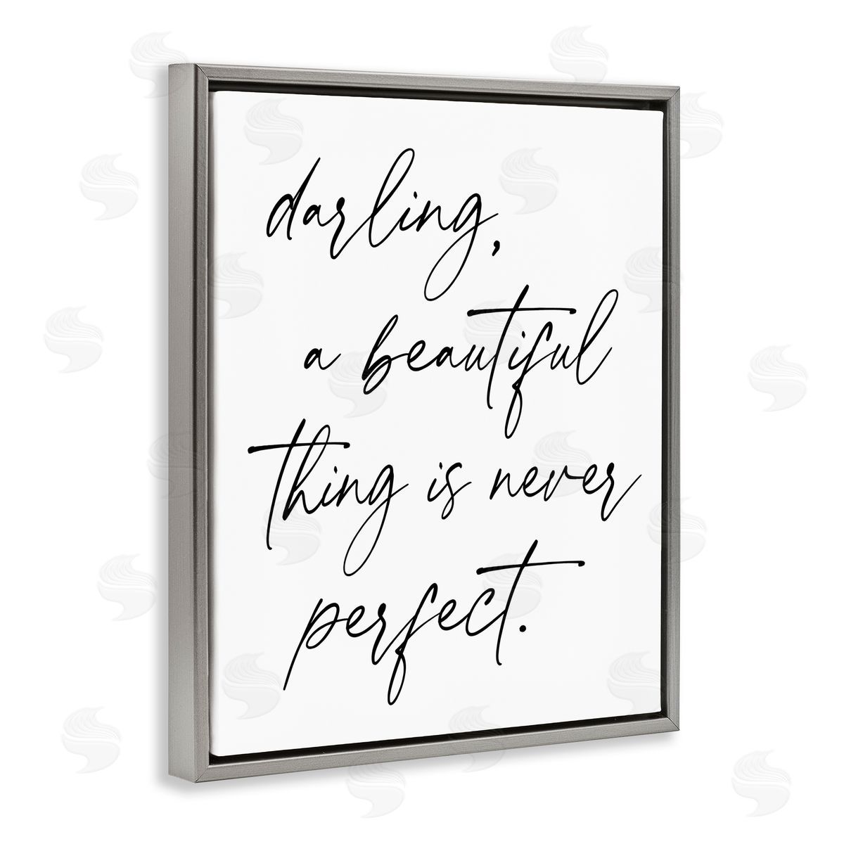 Lettered and Lined A Beautiful Thing Is Never Perfect Gray Floating Frame Canvas Wall Art Print