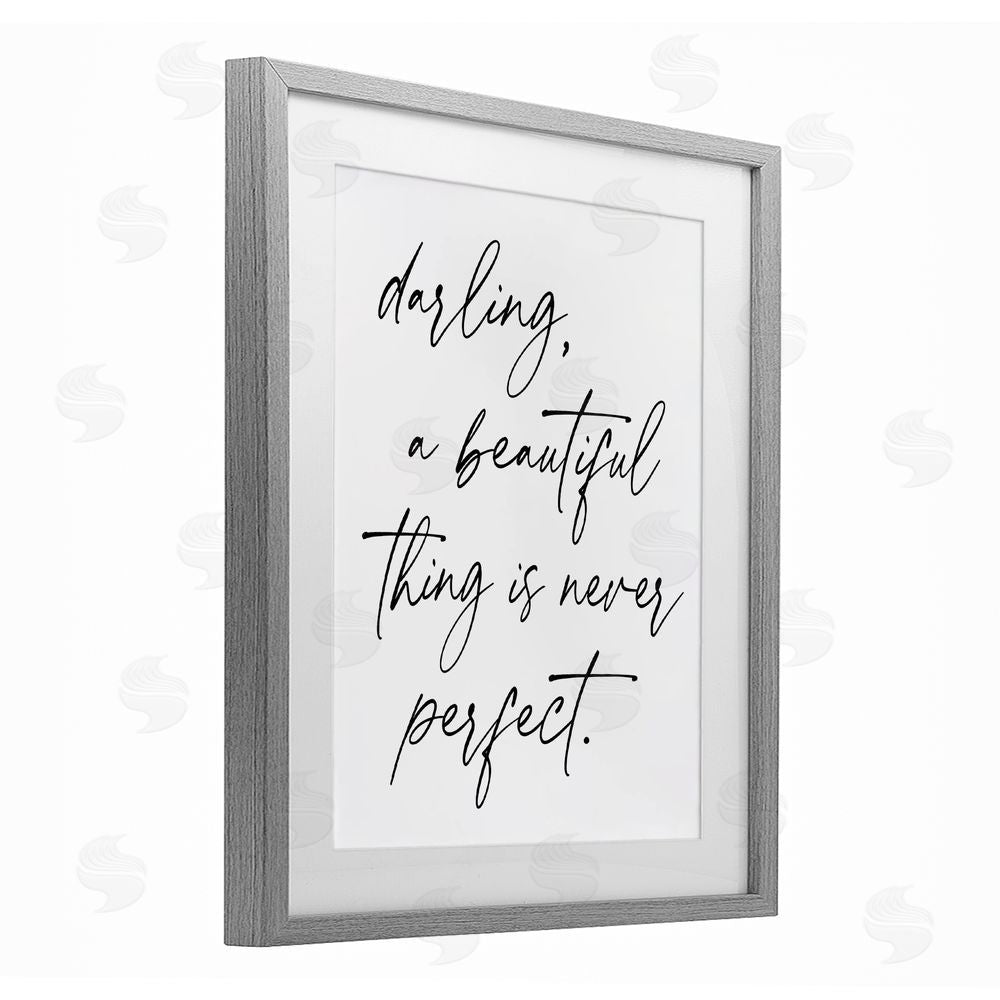 Lettered and Lined A Beautiful Thing Is Never Perfect Gray Framed Print Under Glass Wall Art