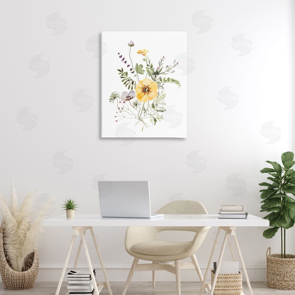 Lettered and Lined Gardening Herb Blooms Stretched Canvas Wall Art Print in Room