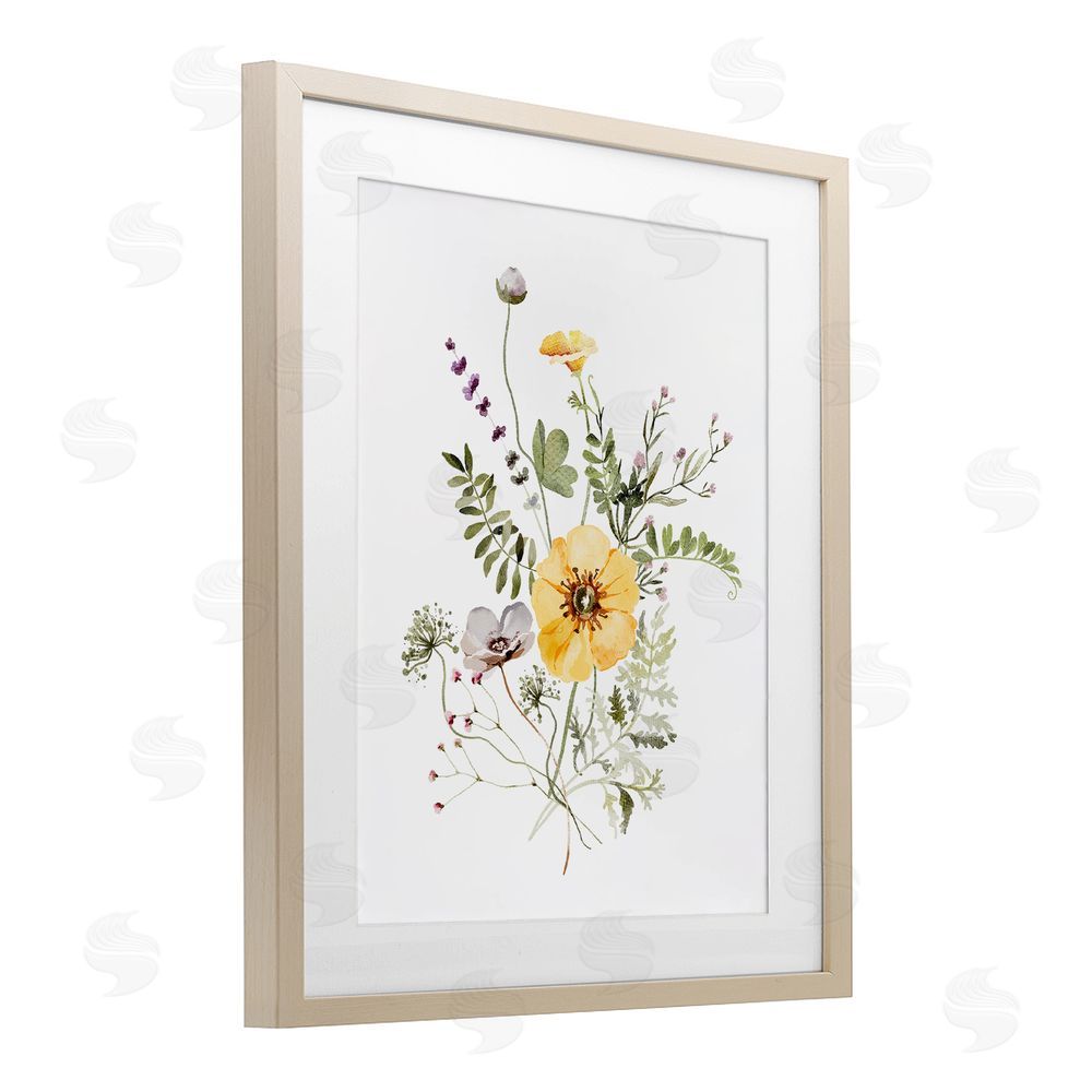 Lettered and Lined Gardening Herb Blooms Brown Framed Print Under Glass Wall Art