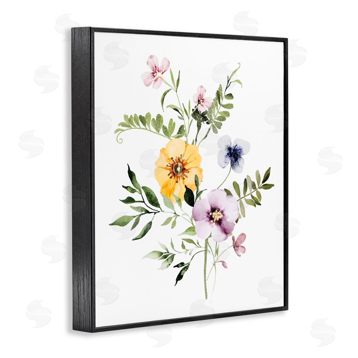 Lettered and Lined Garden Herbs Blooming Black Framed Giclee Print Wall Art