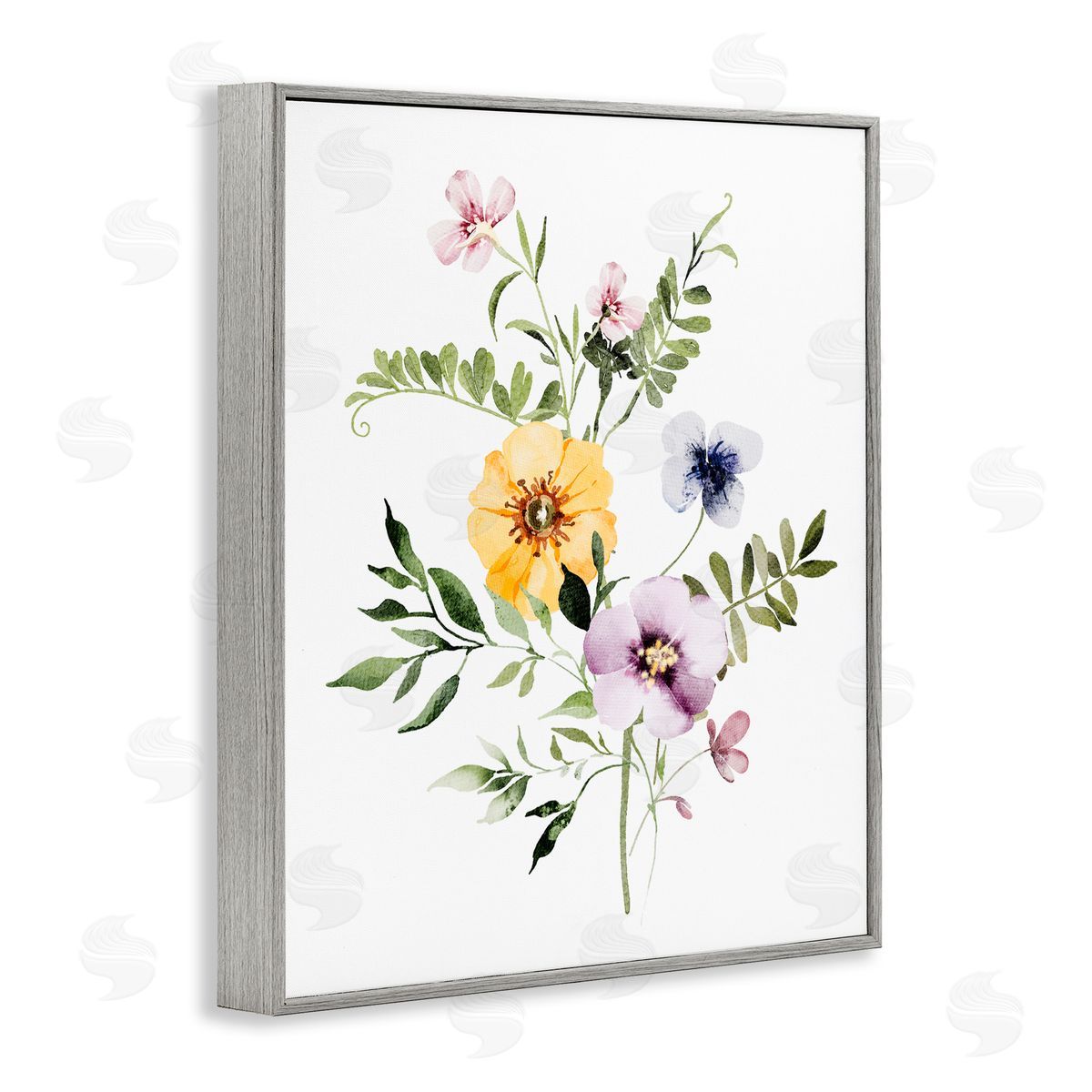 Lettered and Lined Garden Herbs Blooming Gray Framed Giclee Print Wall Art