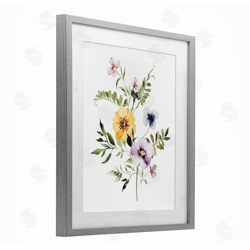 Lettered and Lined Garden Herbs Blooming Gray Framed Print Under Glass Wall Art