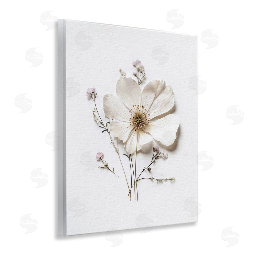 Lettered and Lined Simple Pressed Cottage Flower Wooden Wall Plaque Art Print