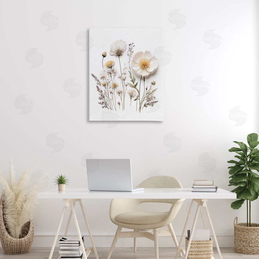 Lettered and Lined Pressed Bathroom Botanicals Stretched Canvas Wall Art Print in Room