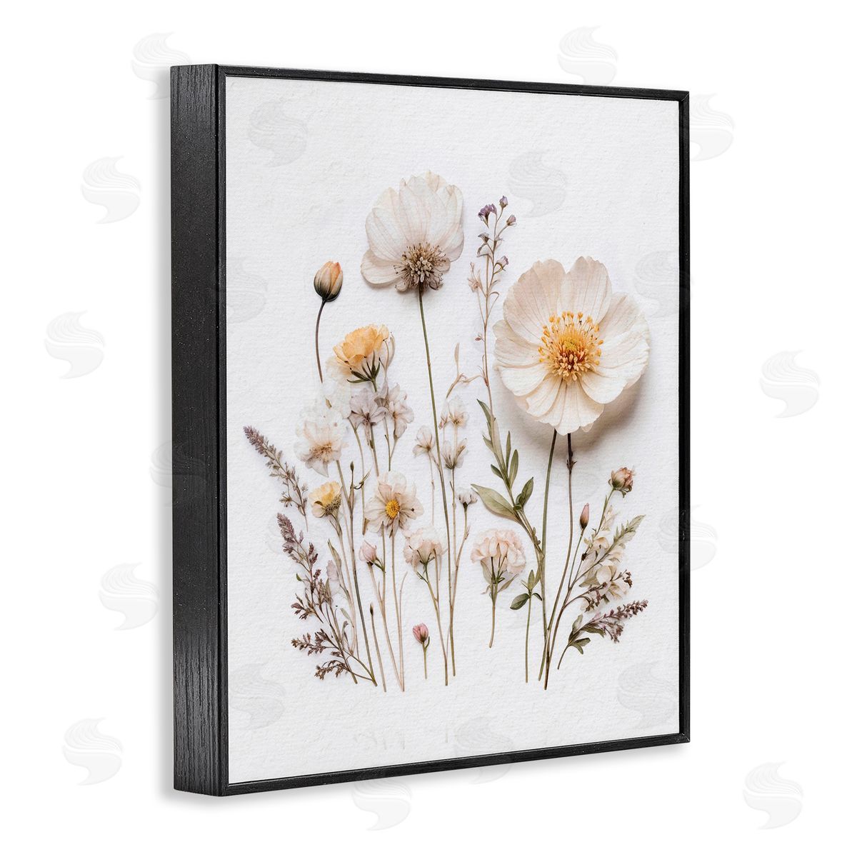 Lettered and Lined Pressed Bathroom Botanicals Black Framed Giclee Print Wall Art