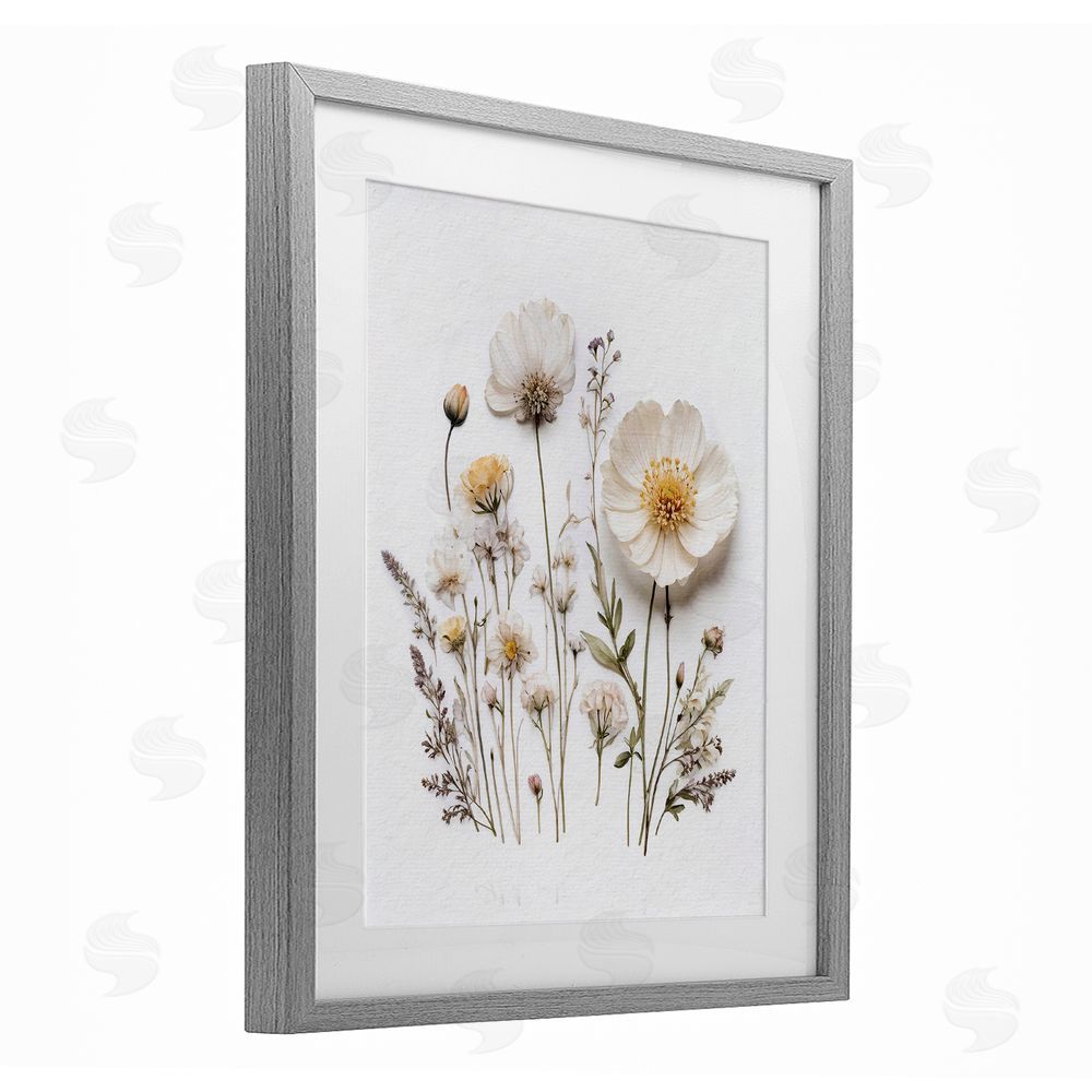 Lettered and Lined Pressed Bathroom Botanicals Gray Framed Print Under Glass Wall Art
