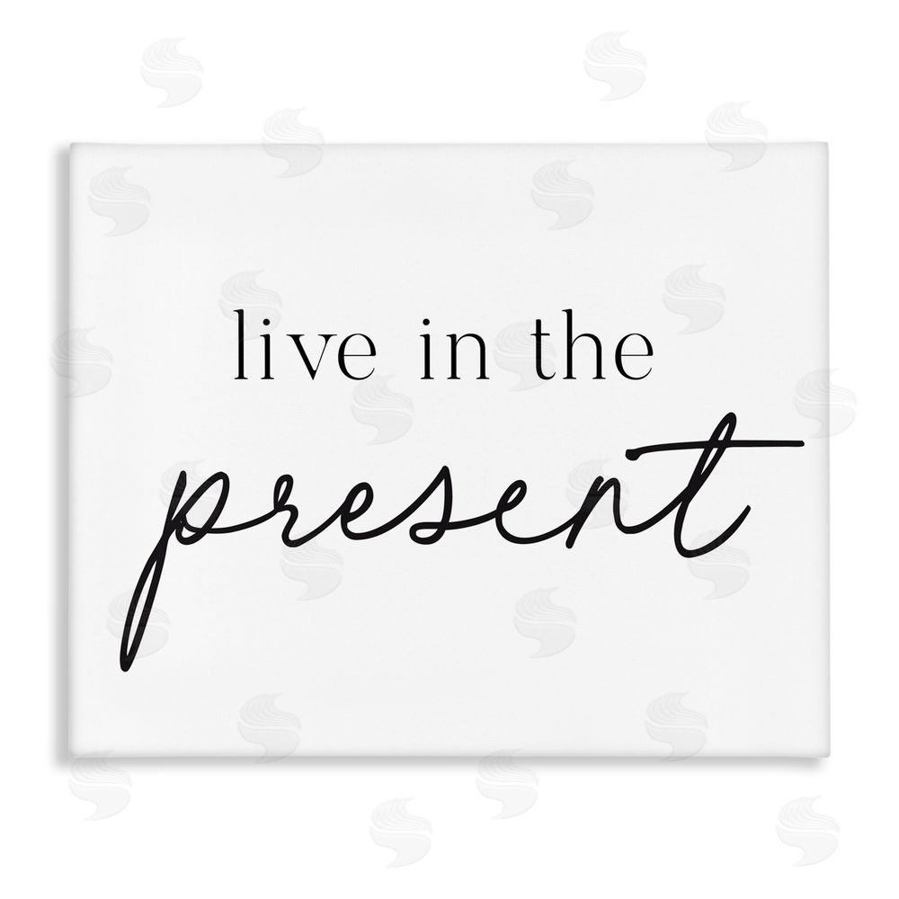 Lettered and Lined Live In The Present Stretched Canvas Wall Art Print