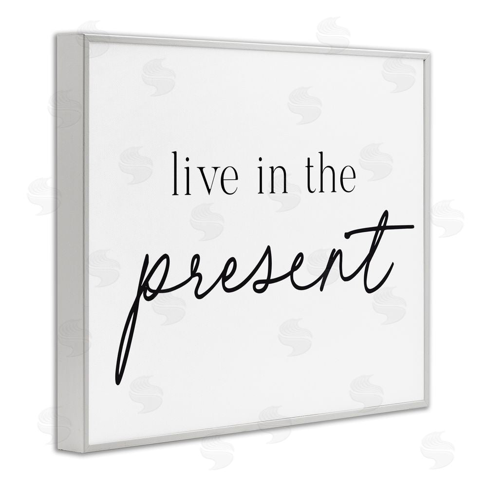 Lettered and Lined Live In The Present White Framed Giclee Print Wall Art