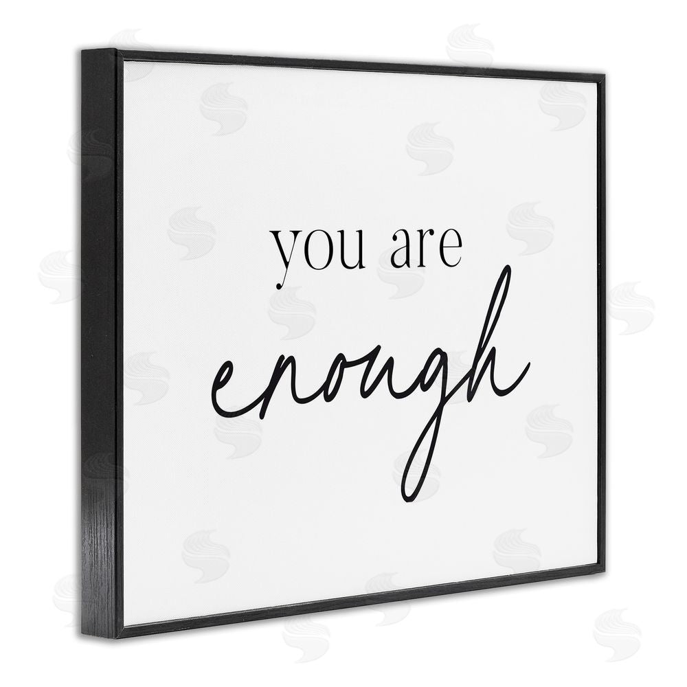 Lettered and Lined You Are Enough Sentiment Black Framed Giclee Print Wall Art