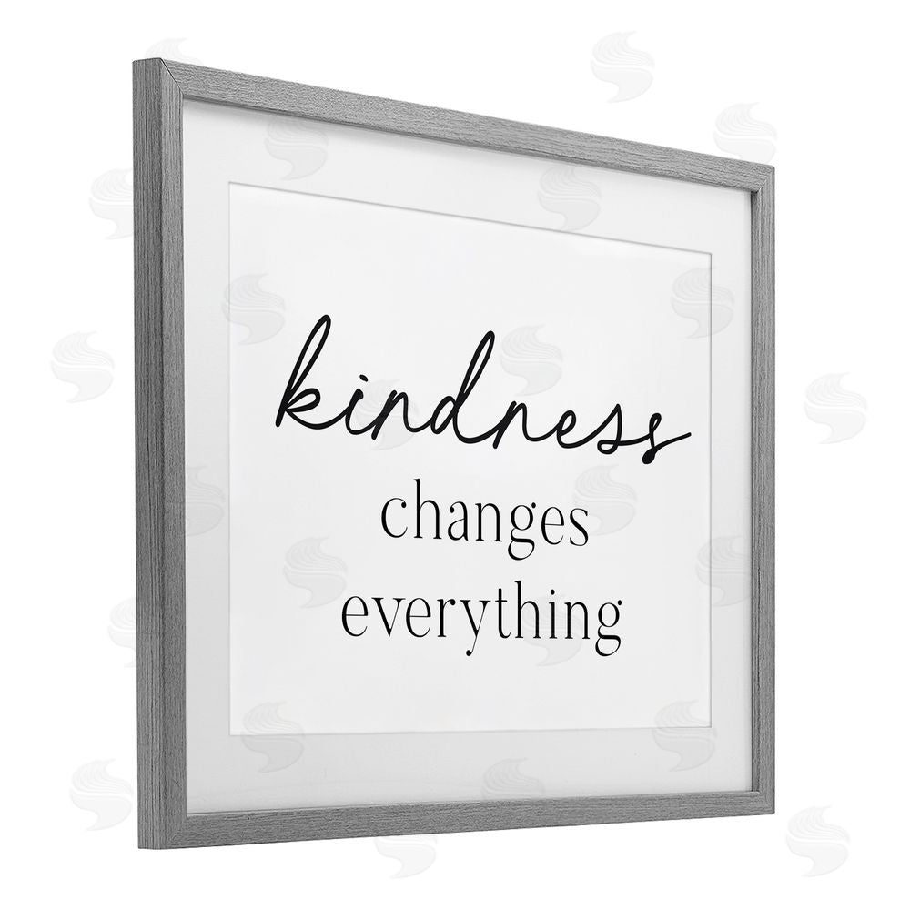 Lettered and Lined Kindness Changes Everything Gray Framed Print Under Glass Wall Art