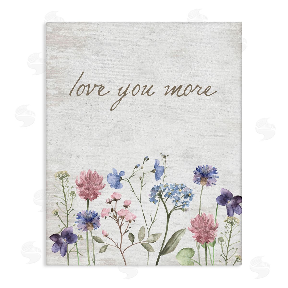 Lettered and Lined Love You More Wildflowers Stretched Canvas Wall Art Print