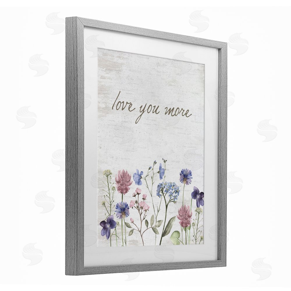 Lettered and Lined Love You More Wildflowers Gray Framed Print Under Glass Wall Art
