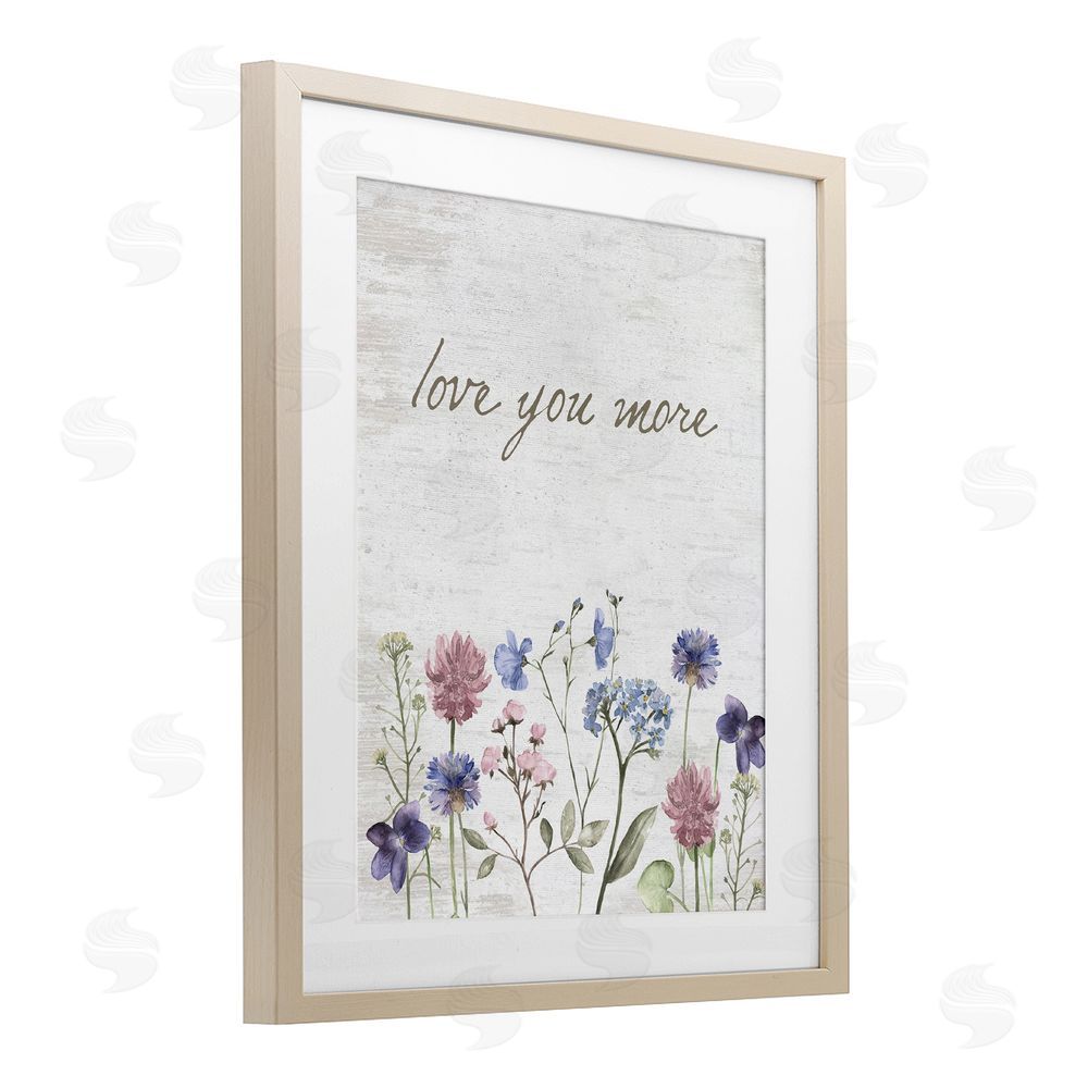 Lettered and Lined Love You More Wildflowers Brown Framed Print Under Glass Wall Art