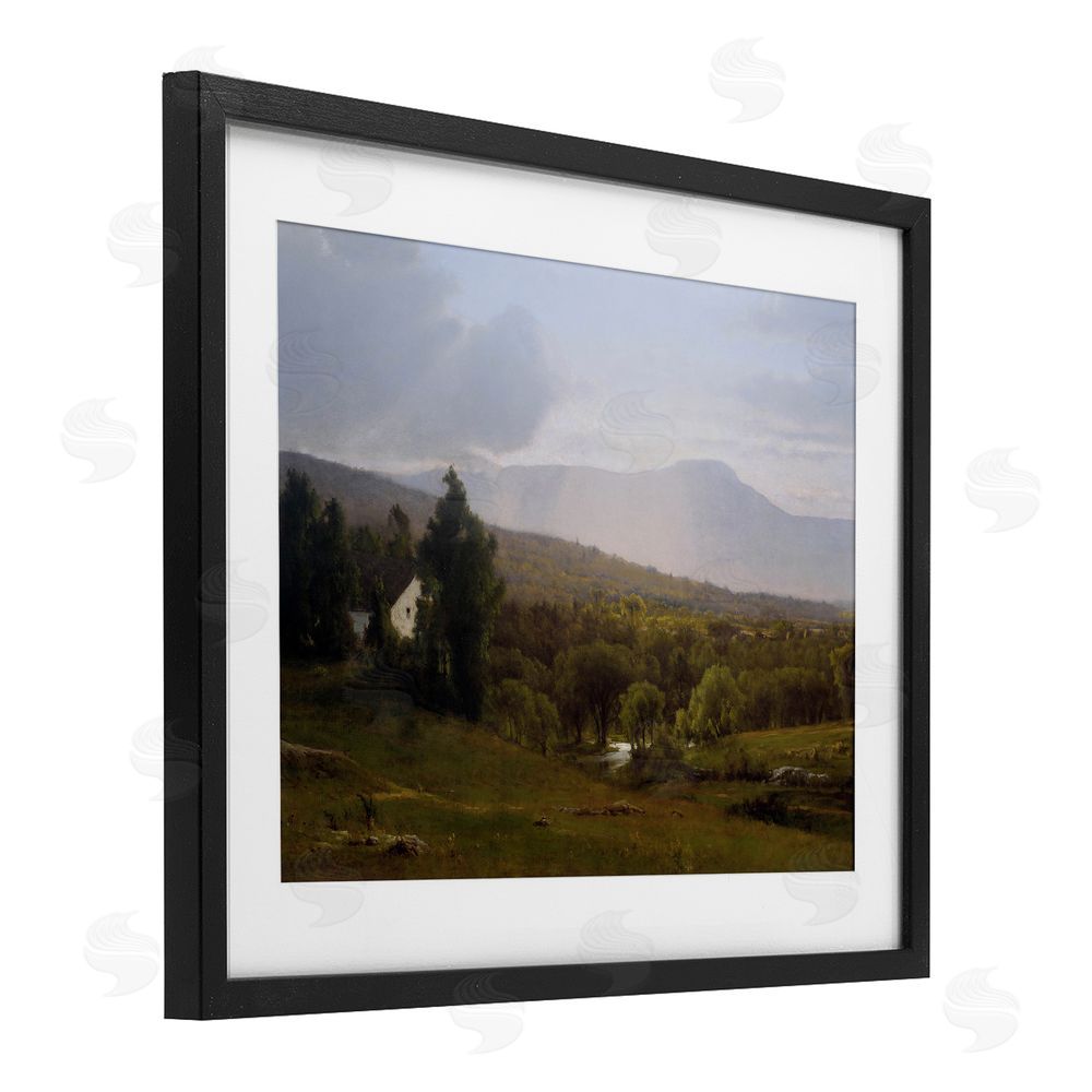 Lettered and Lined Cabins in Peaceful Vista Black Framed Print Under Glass Wall Art