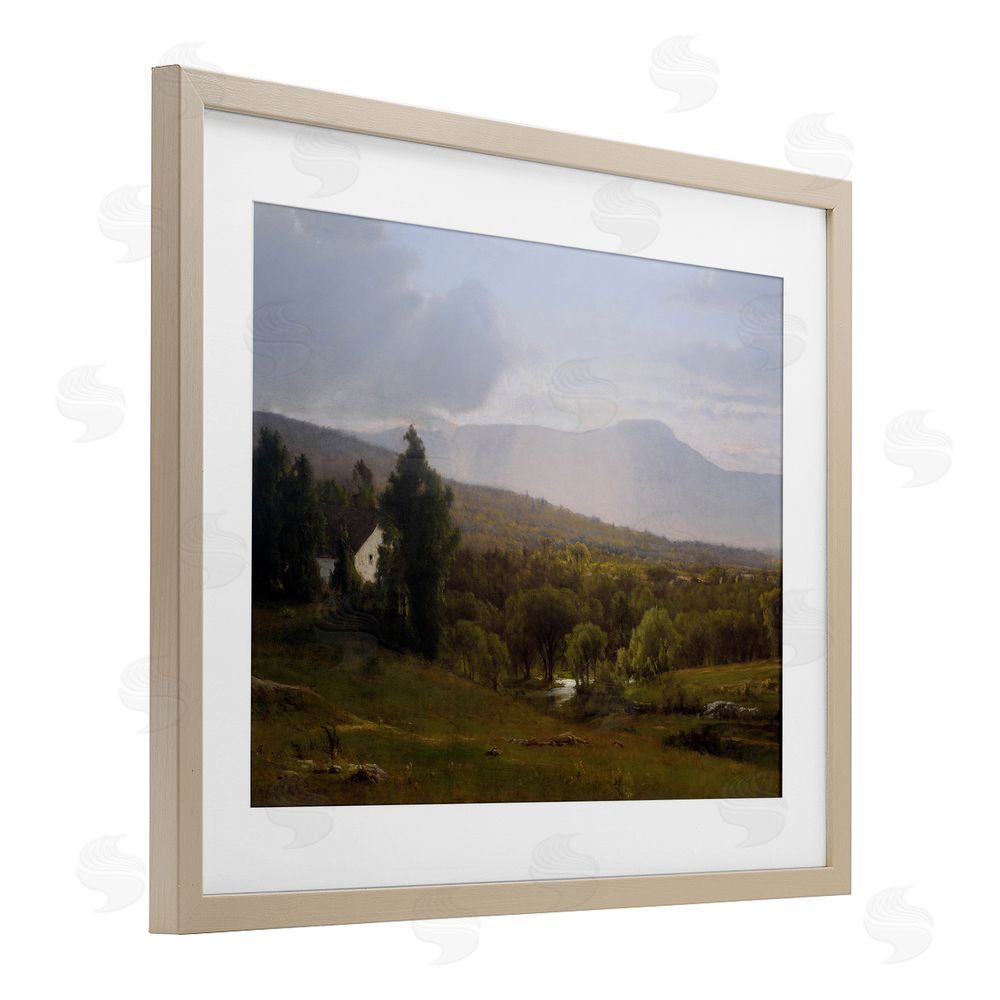 Lettered and Lined Cabins in Peaceful Vista Brown Framed Print Under Glass Wall Art