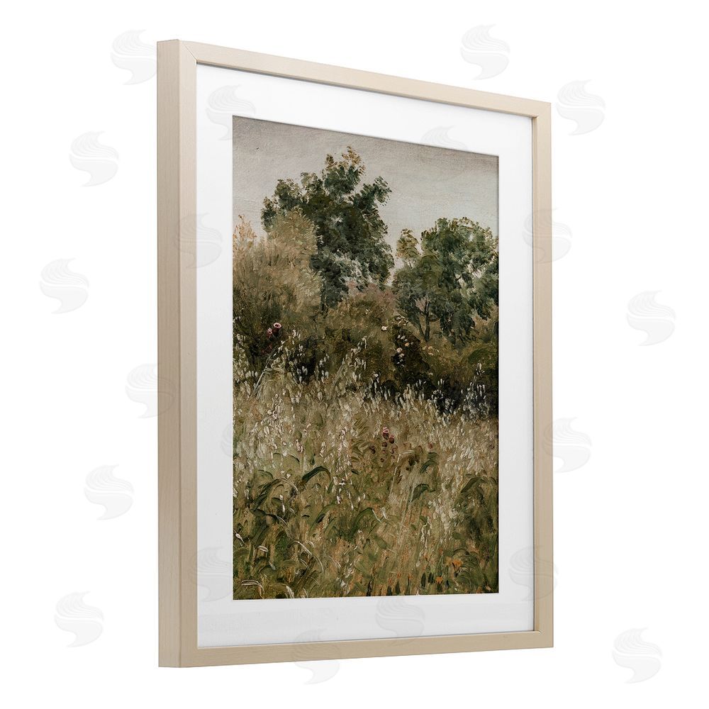 Lettered and Lined Dense Forest Thicket Brown Framed Print Under Glass Wall Art