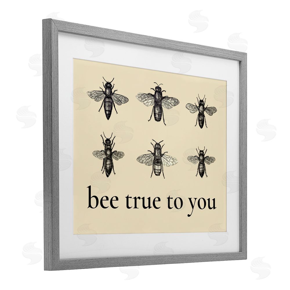 Lettered and Lined Bee True To You Inspiration Gray Framed Print Under Glass Wall Art