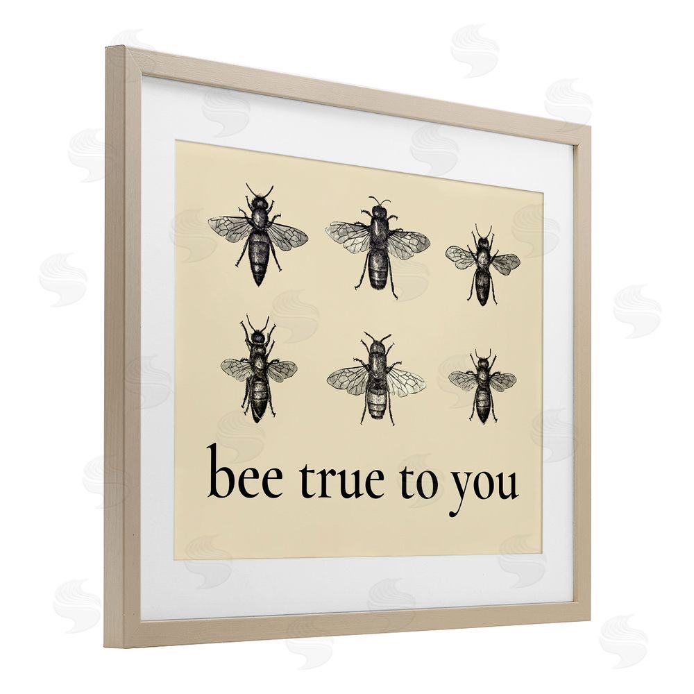 Lettered and Lined Bee True To You Inspiration Brown Framed Print Under Glass Wall Art