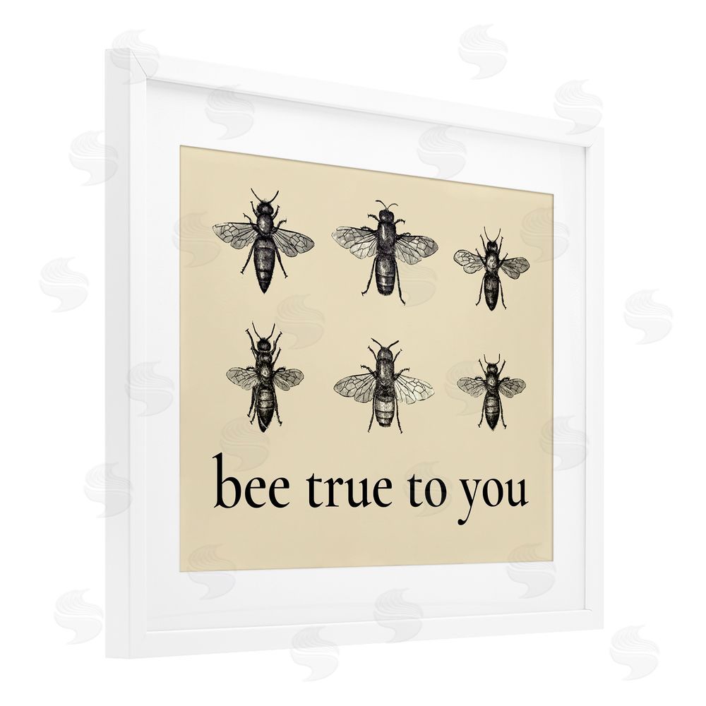 Lettered and Lined Bee True To You Inspiration White Framed Print Under Glass Wall Art