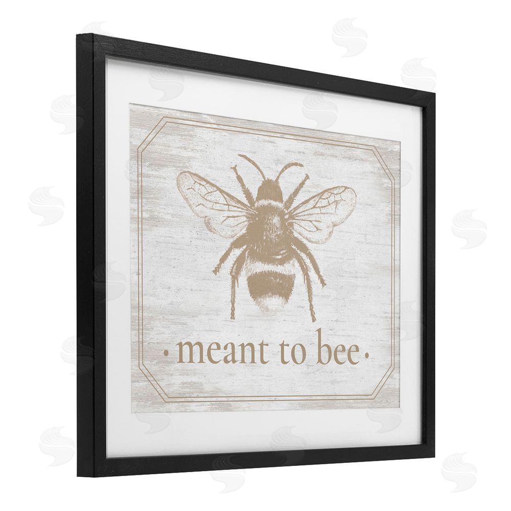Lettered and Lined Meant To Bee Rustic Border Black Framed Print Under Glass Wall Art