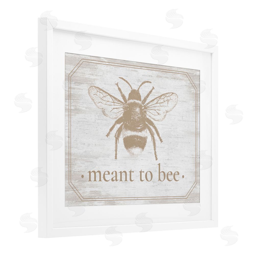 Lettered and Lined Meant To Bee Rustic Border White Framed Print Under Glass Wall Art