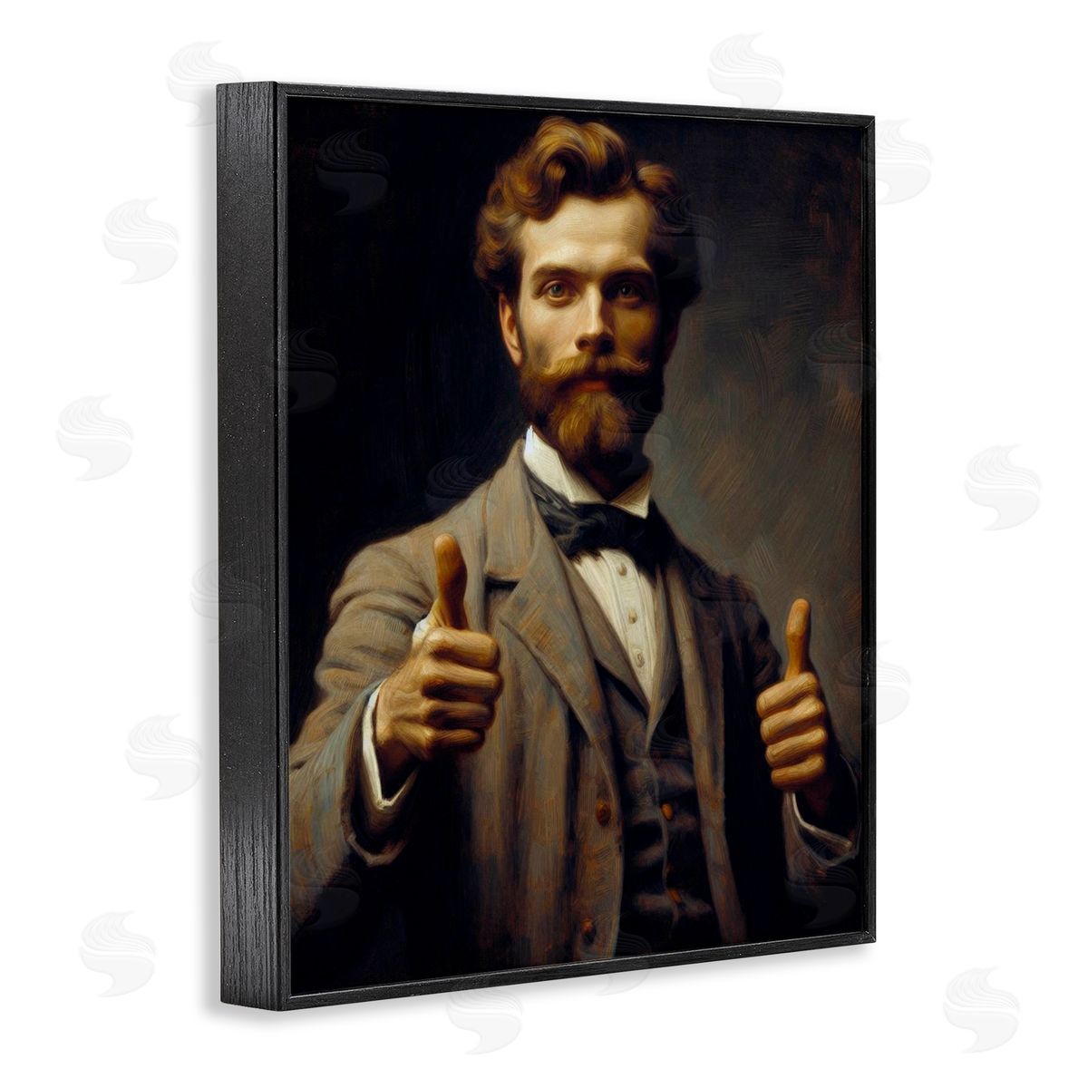 Lettered and Lined Funny Thumbs Up Gentleman Black Framed Giclee Print Wall Art