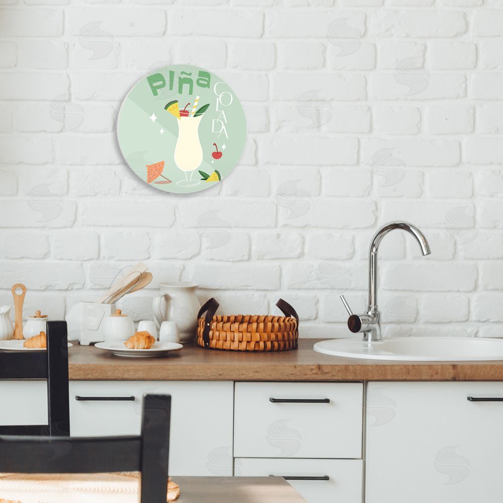 Anna Quach Pina Colada Funky Cocktail Circular Wall Plaque Art Print in Room