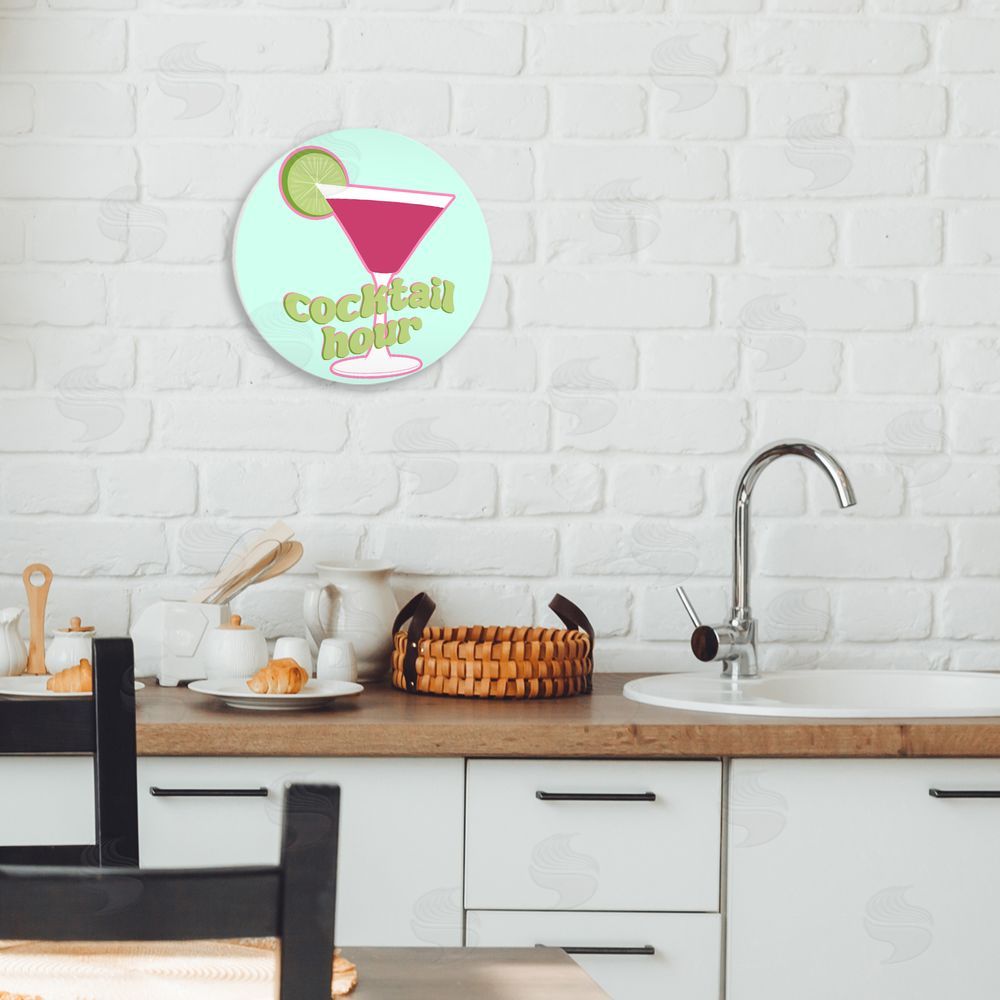 SD Graphics Studio Cocktail Hour Pink Drink Circular Wall Plaque Art Print in Room