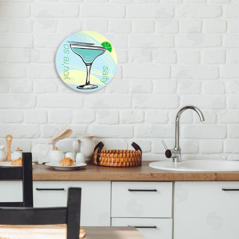Elizabeth Medley You're So Salty Margarita Circular Wall Plaque Art Print in Room