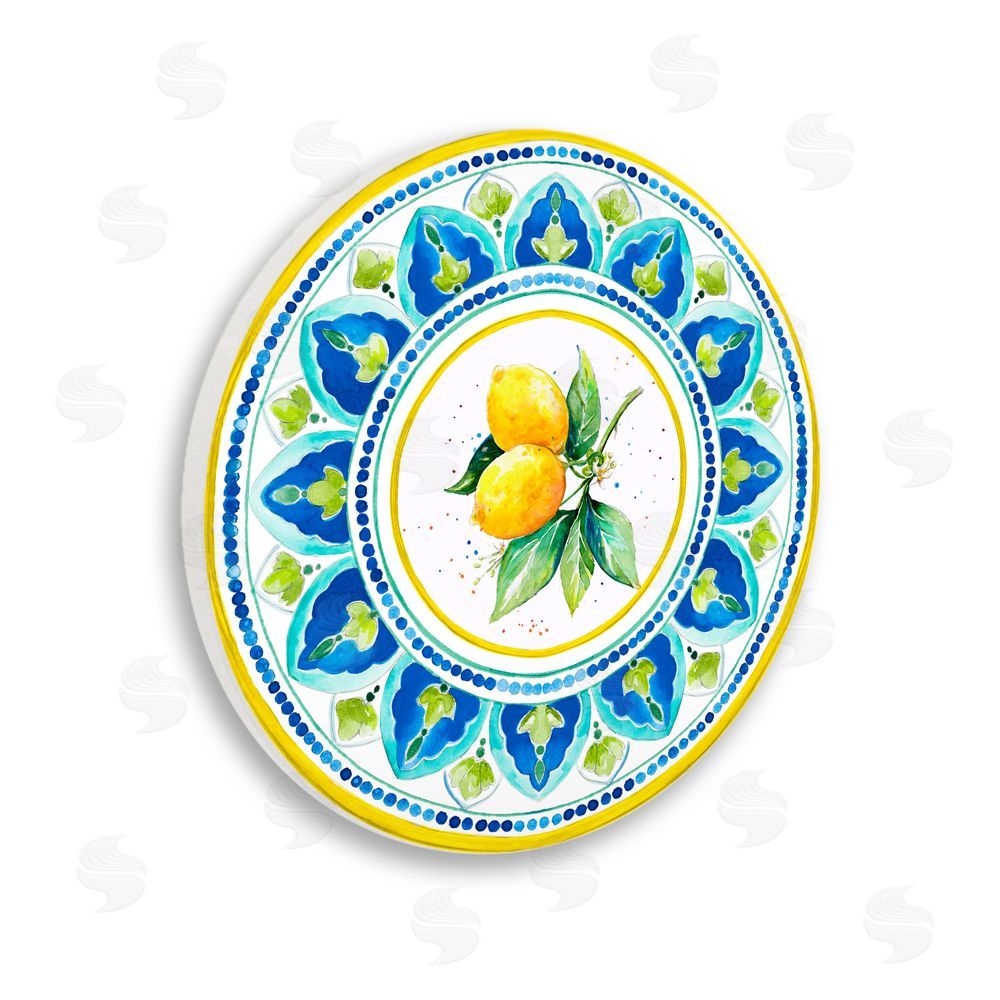 Patricia Pinto Mediterranean Pattern with Lemons Wooden Wall Plaque Art Print