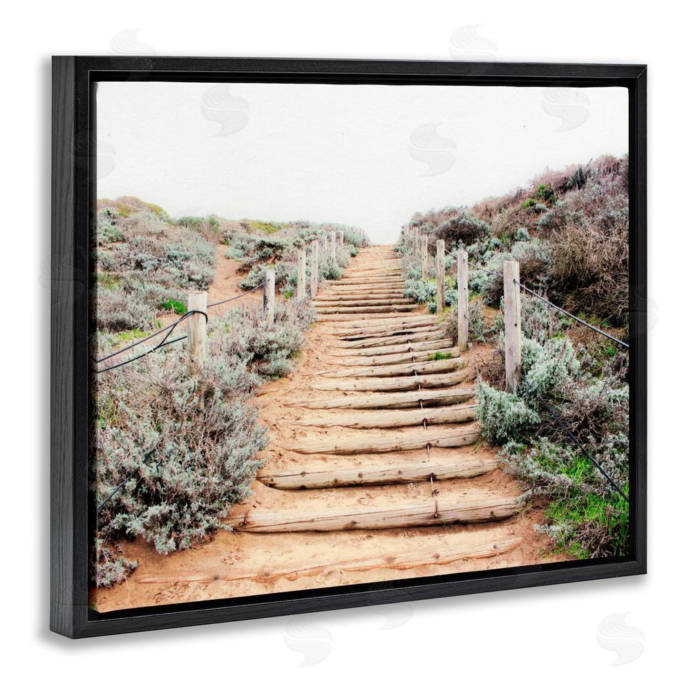 Leah Noel Art Wooden Stairway to Heaven Black Floating Frame Canvas Wall Art Print