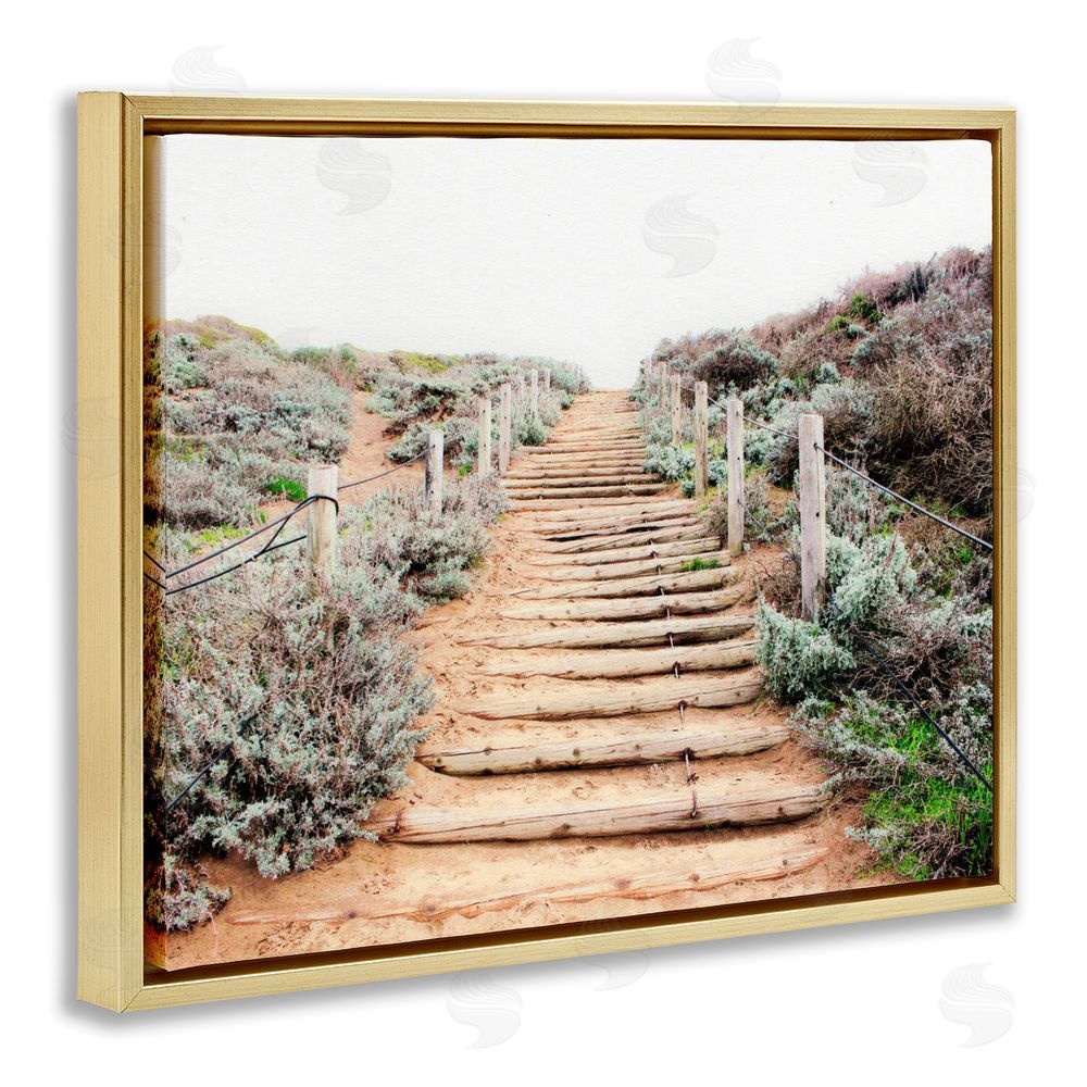 Leah Noel Art Wooden Stairway to Heaven Gold Floating Frame Canvas Wall Art Print