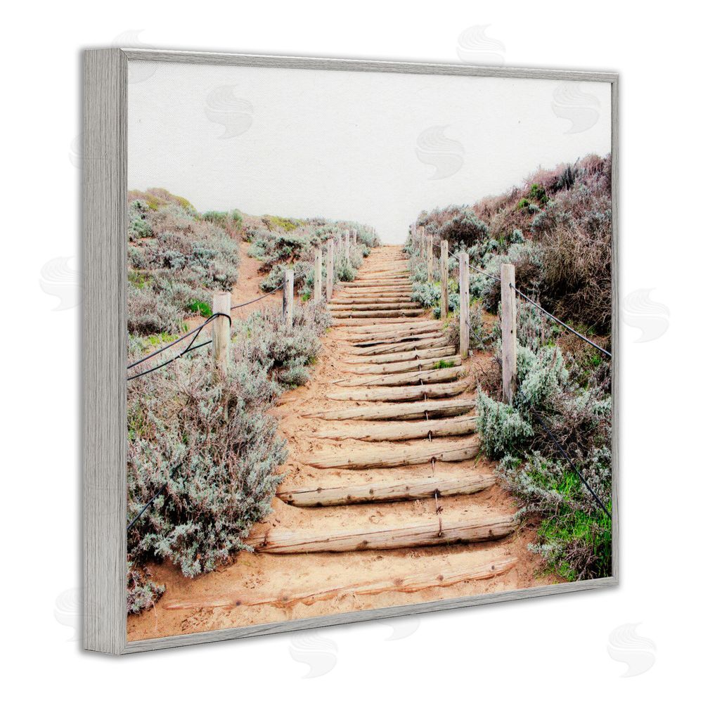 Leah Noel Art Wooden Stairway to Heaven Gray Framed Giclee Print Wall Art