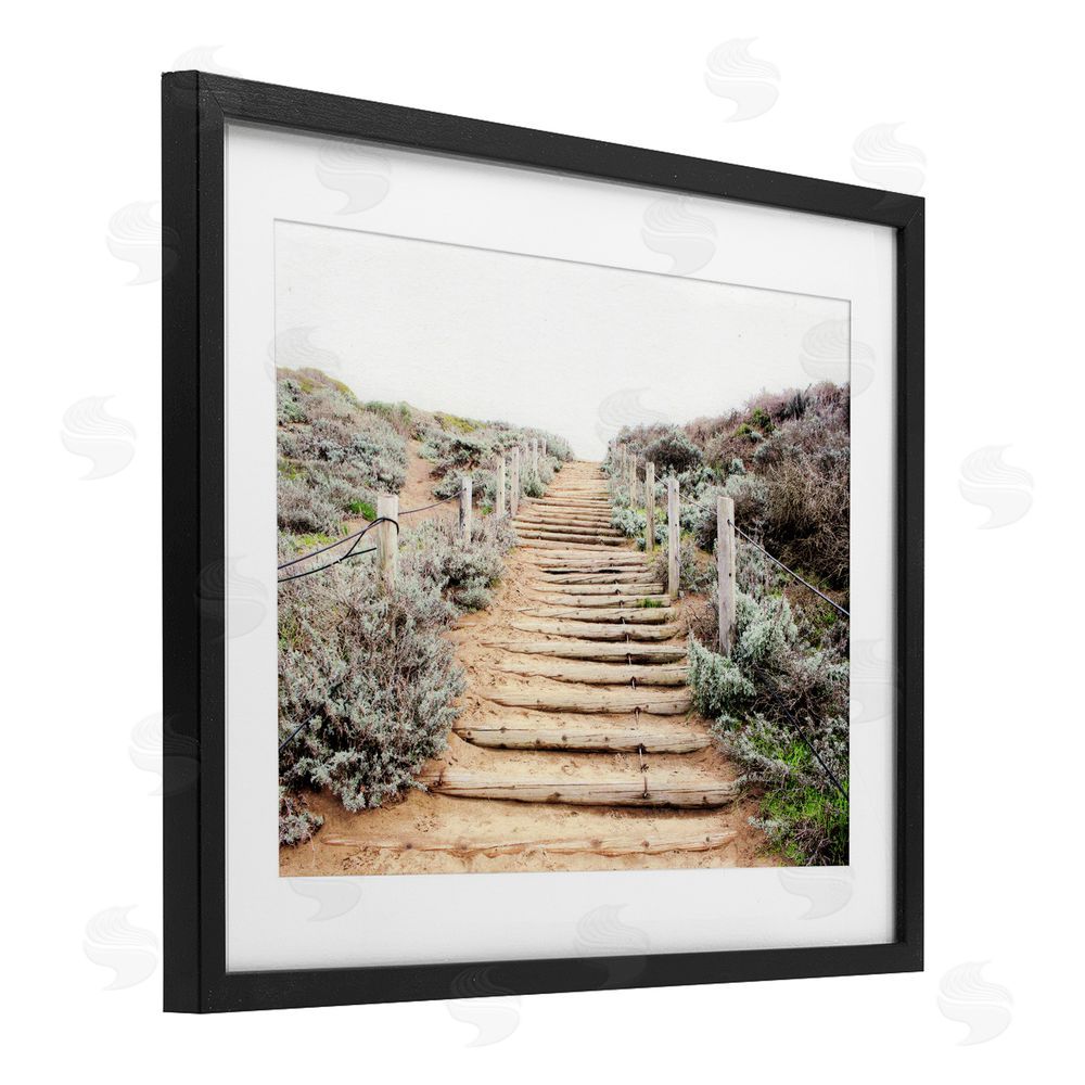 Leah Noel Art Wooden Stairway to Heaven Black Framed Print Under Glass Wall Art
