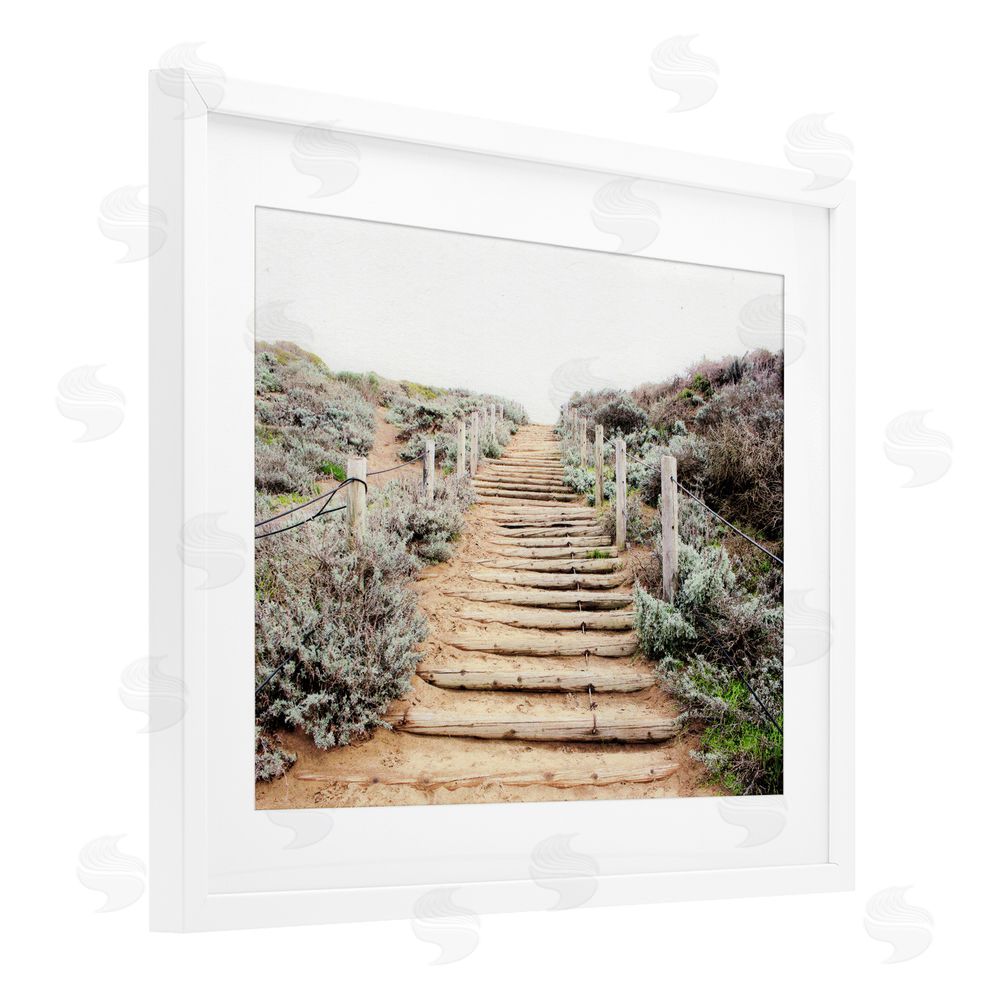 Leah Noel Art Wooden Stairway to Heaven White Framed Print Under Glass Wall Art