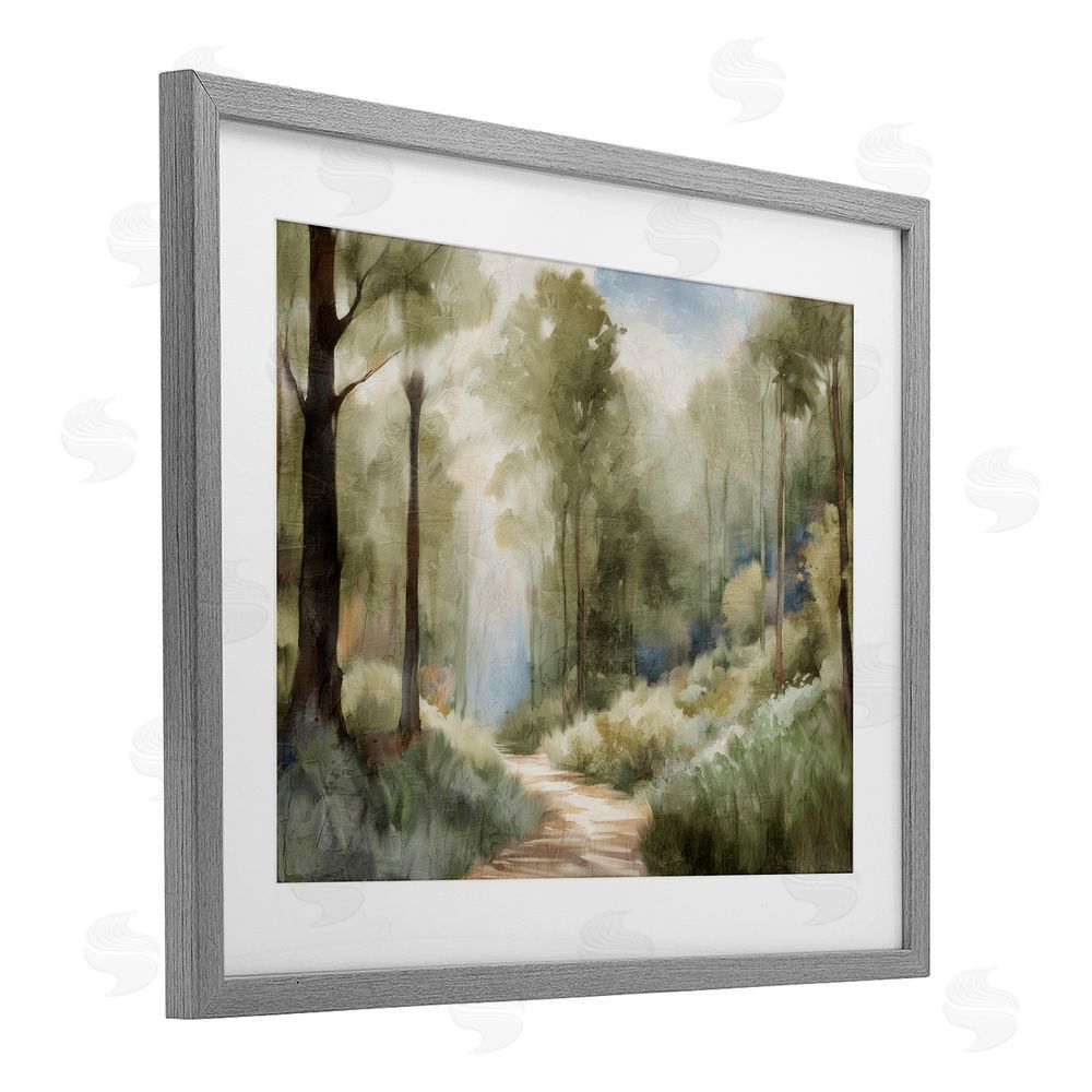 Kim Allen Hazy Atmospheric Walk Gray Framed Print Under Glass Wall Art