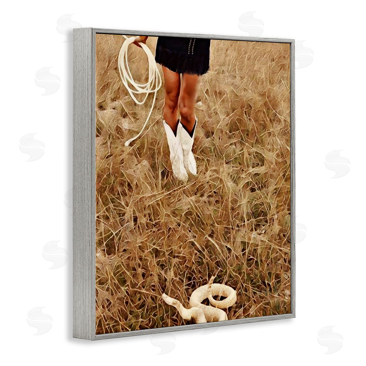 Jesse Keith With Her Lasso & Snake Gray Framed Giclee Print Wall Art