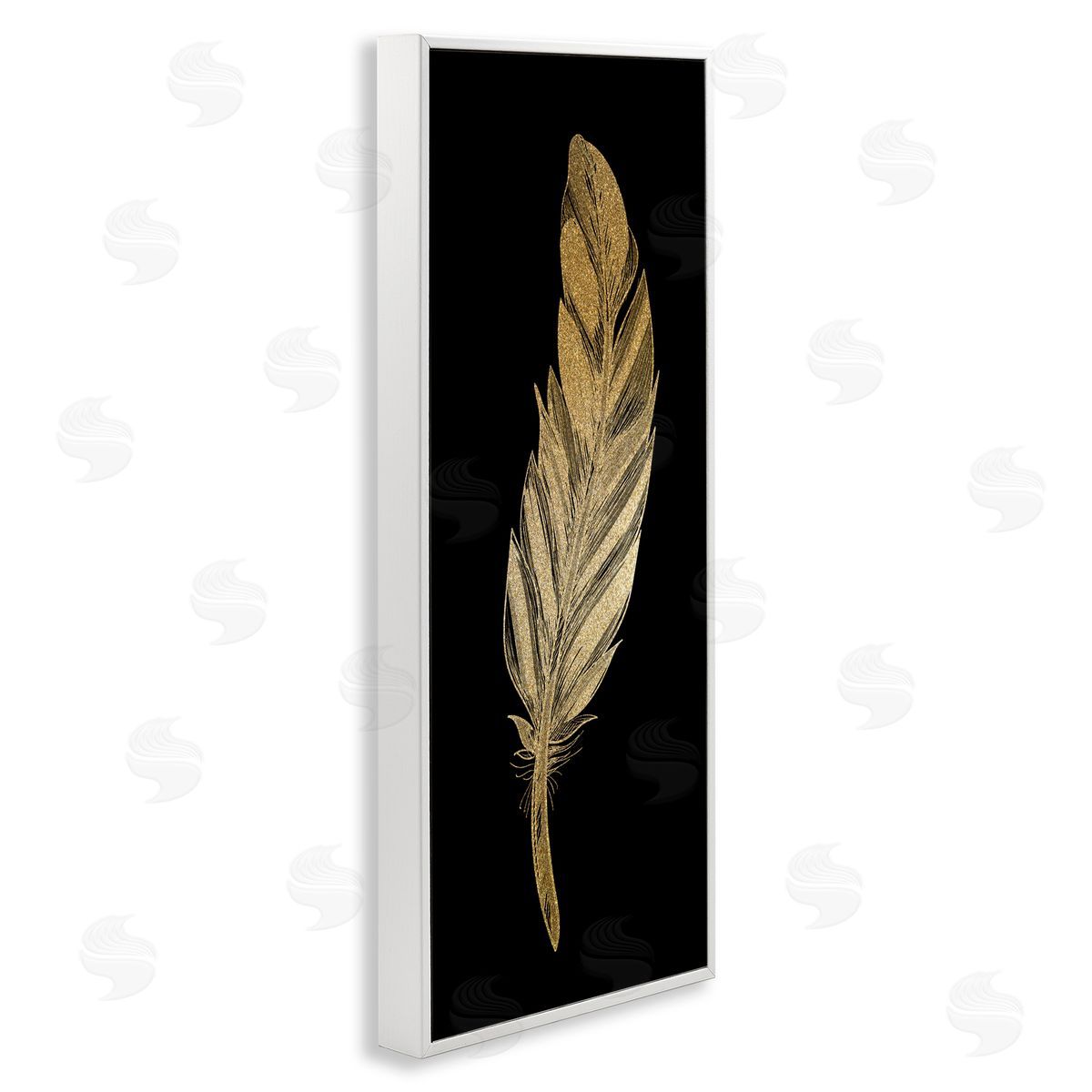 Kim Allen Glam Feather Black & Gold White Framed Giclee Print Wall Art