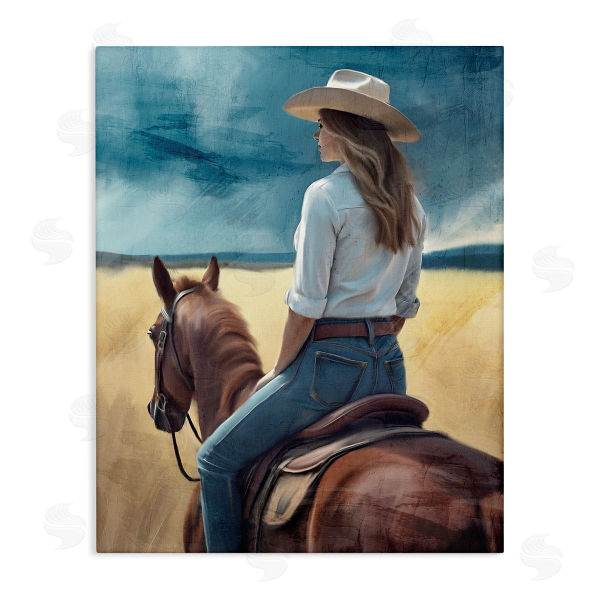 Kim Allen Countryside Cowgirl View Stretched Canvas Wall Art Print
