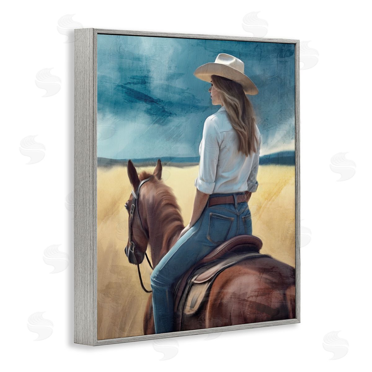 Kim Allen Countryside Cowgirl View Gray Framed Giclee Print Wall Art