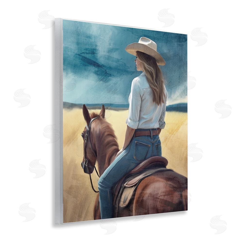 Kim Allen Countryside Cowgirl View Wooden Wall Plaque Art Print