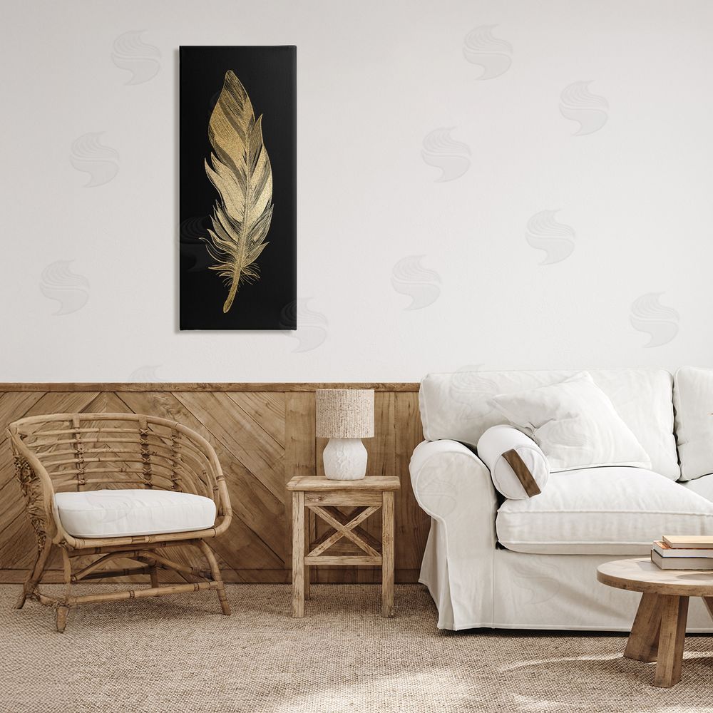 Kim Allen Glam Lined Feather Stretched Canvas Wall Art Print in Room
