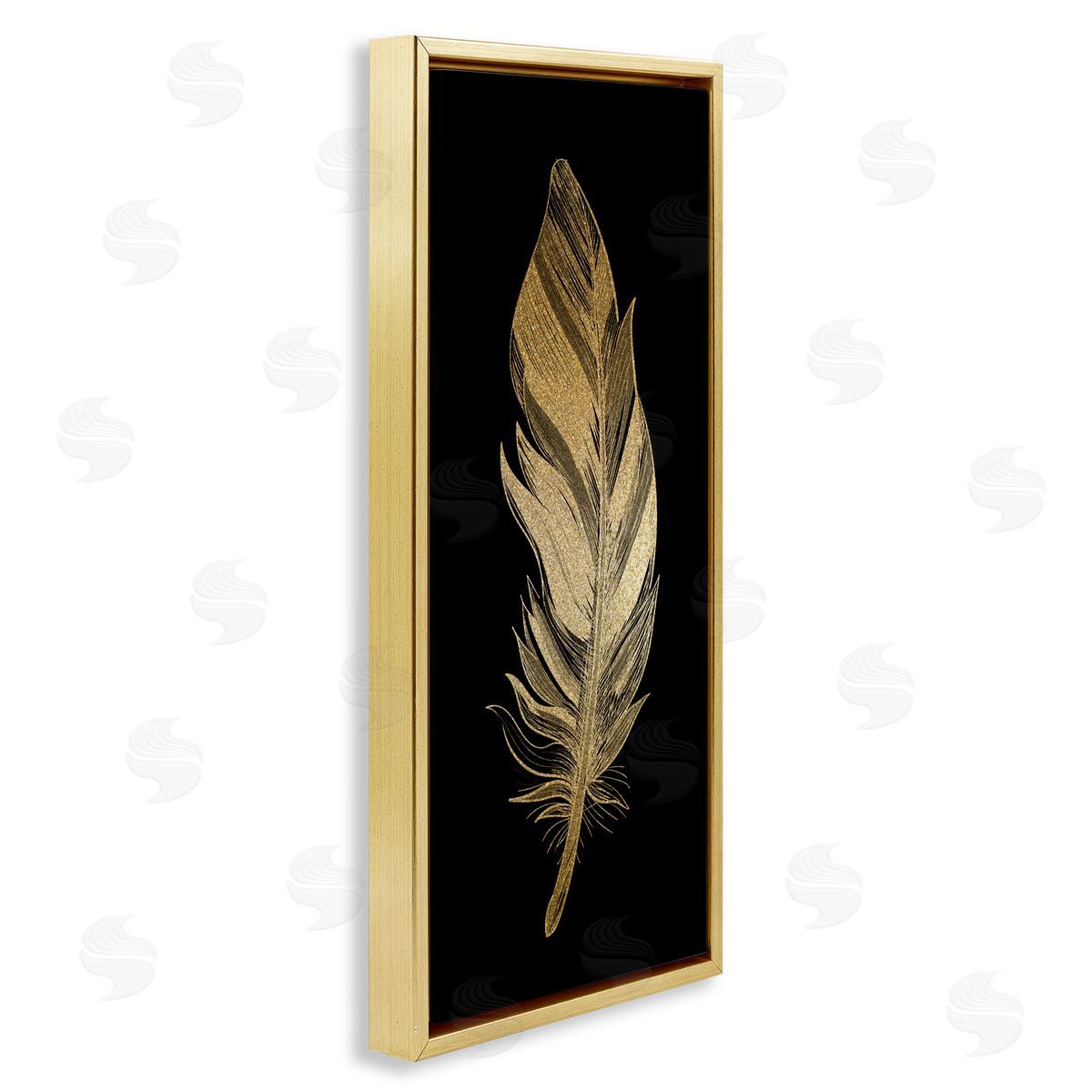 Kim Allen Glam Lined Feather Gold Floating Frame Canvas Wall Art Print