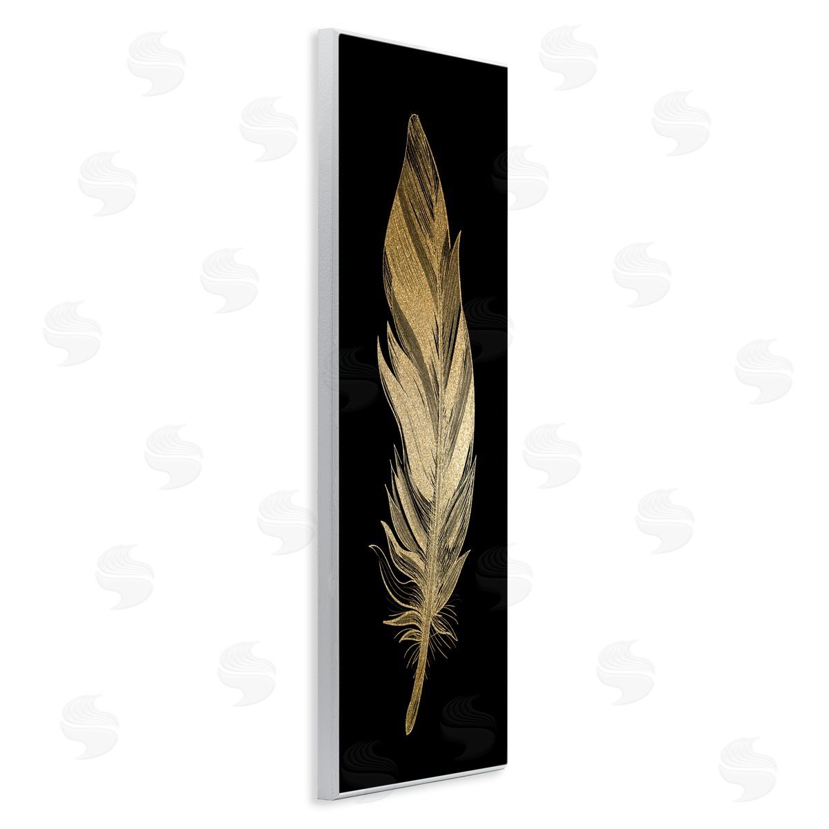 Kim Allen Glam Lined Feather Wooden Wall Plaque Art Print