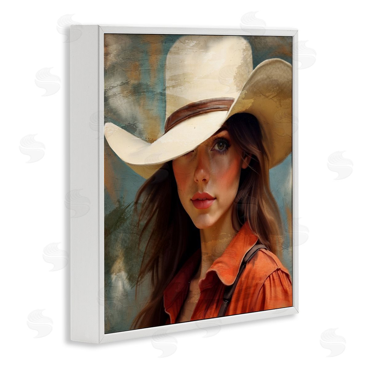 Kim Allen Cowgirl Gaze Beneath Hat White Framed Giclee Print Wall Art