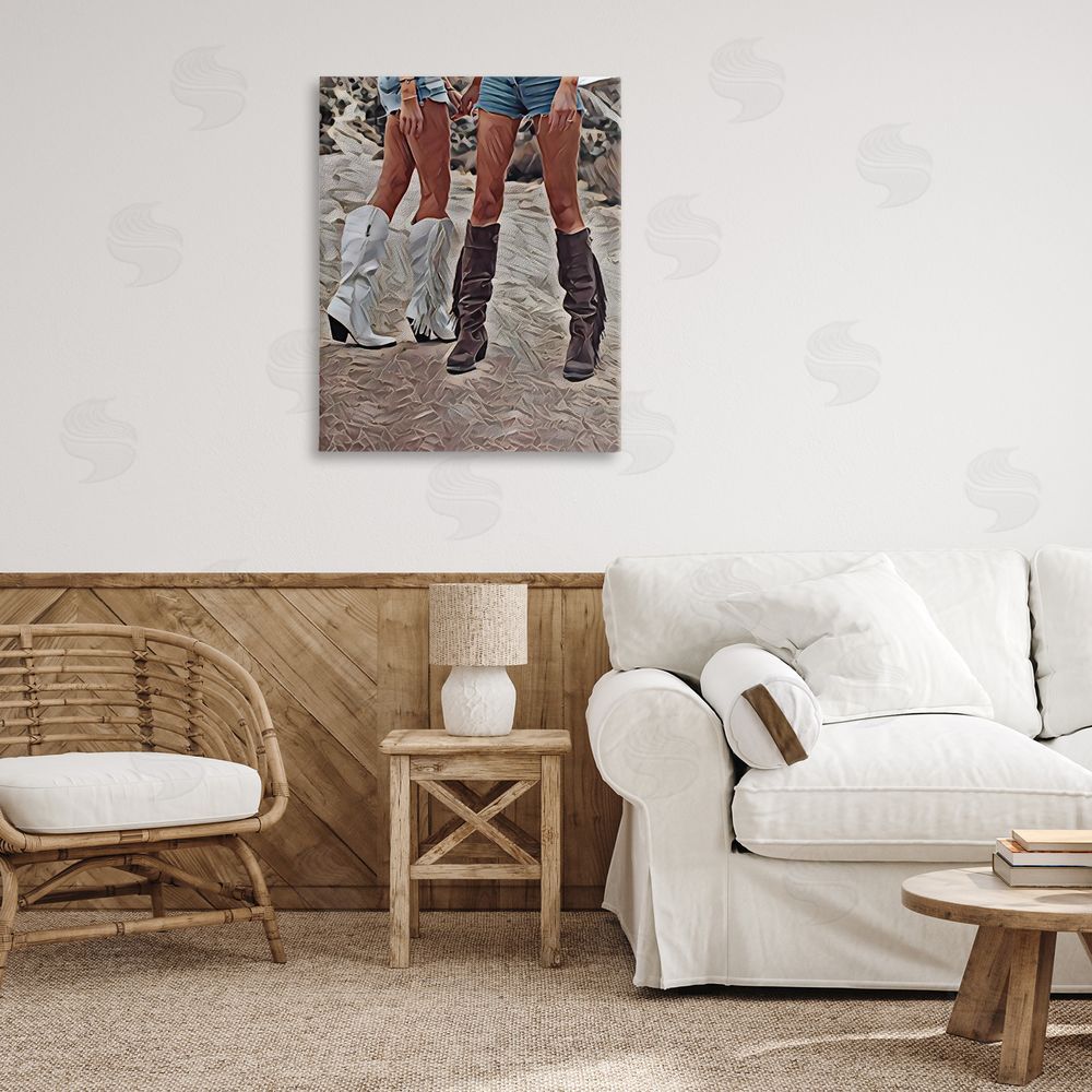Jesse Keith Rodeo Girls Friendship Stretched Canvas Wall Art Print in Room