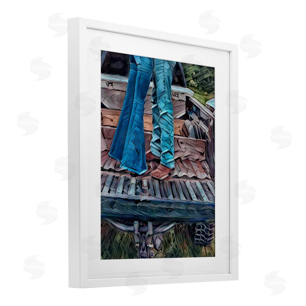 Jesse Keith Truck Bed Kisses White Framed Print Under Glass Wall Art