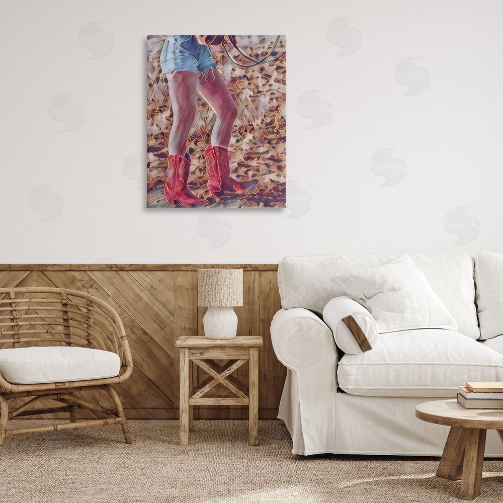 Jesse Keith Rancher Gal Cowgirl Stretched Canvas Wall Art Print in Room