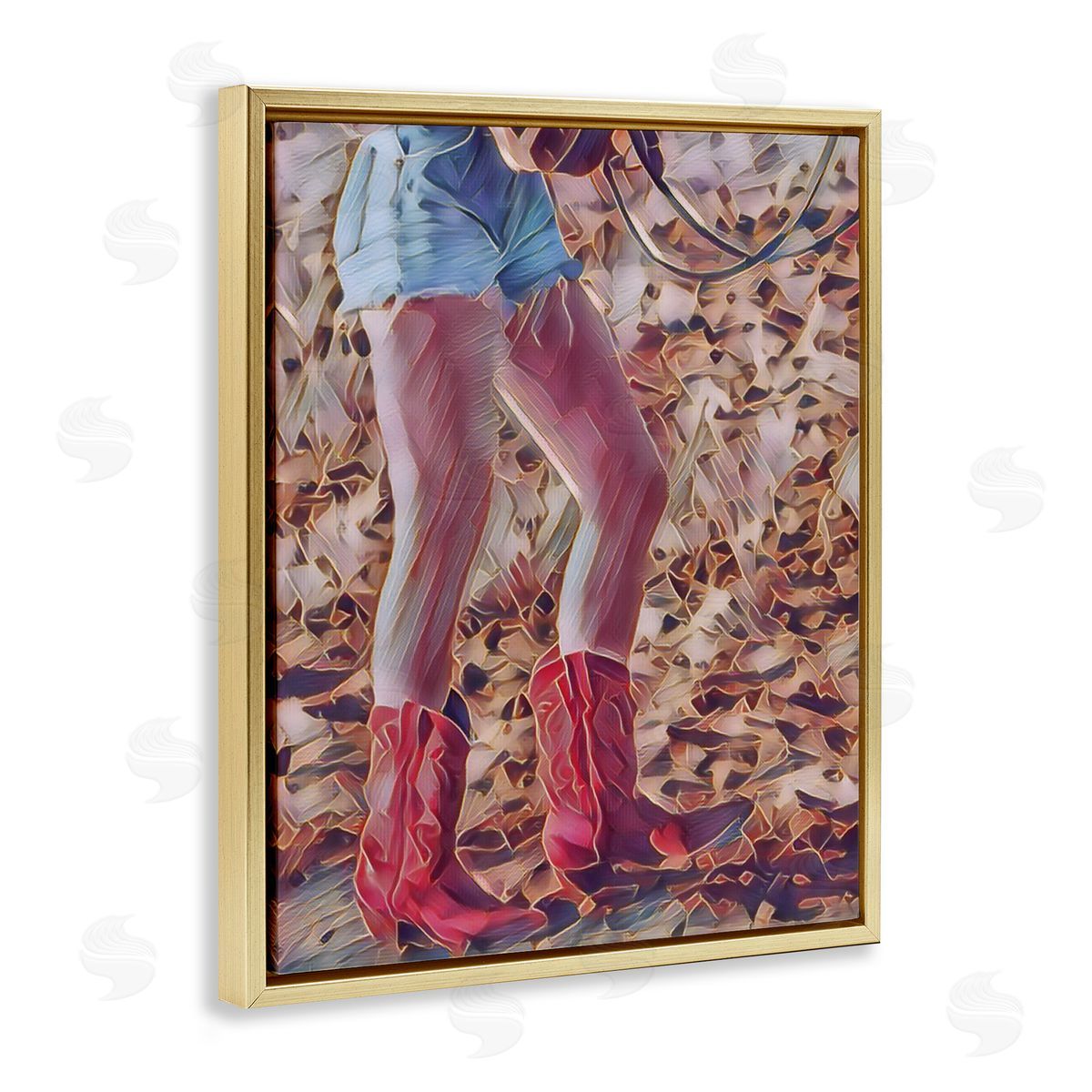Jesse Keith Rancher Gal Cowgirl Gold Floating Frame Canvas Wall Art Print
